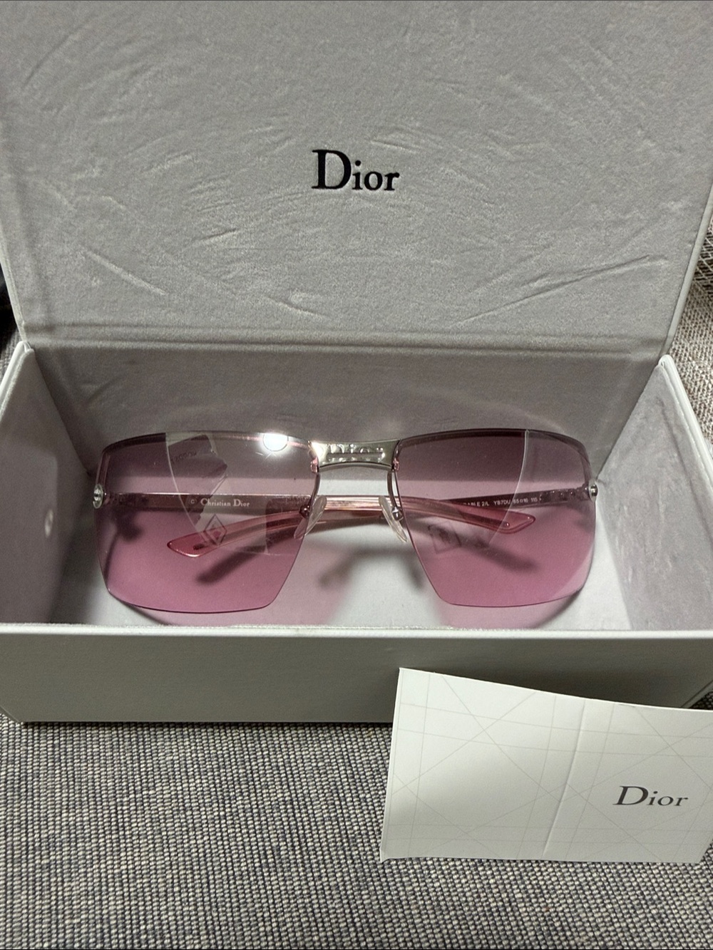 AUTHENTIC Dior Rimless Sunglasses with Pink Lenses